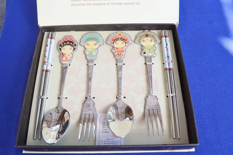 Guo Cui Jing Ju Chinese Peking  Opera Flatware and Chopstick Set - Boxed
