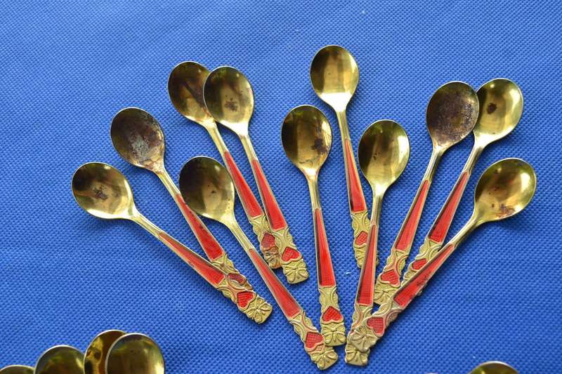 Collection of 35 Small Gold toned Spoons