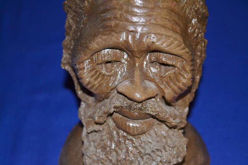 Vintage Sculpted Clay Bust - African Man - Signed