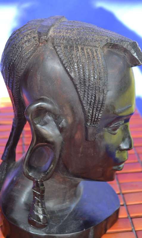 Vintage African Hard Wood Maasai Woman Bust