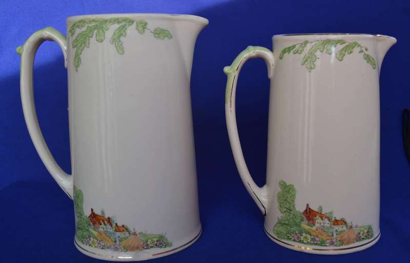 Crownford Art Deco Jugs x 2  - Vintage c1930,s - 1940,s