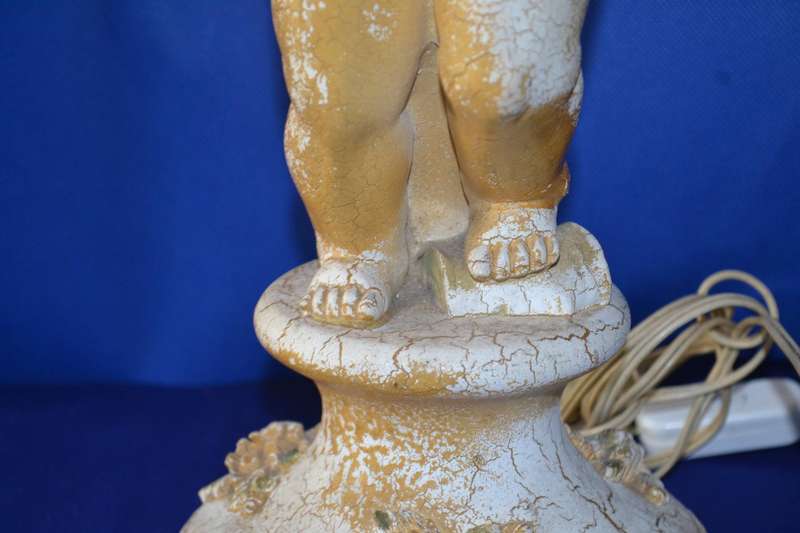 Vintage Alabaster Resin  Cherub Table Lamp  Italy