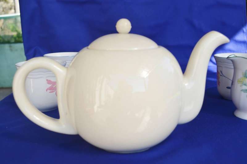 Ever-Hot Tea Pot, Coffee Mugs By Avonlea and Milk Jug
