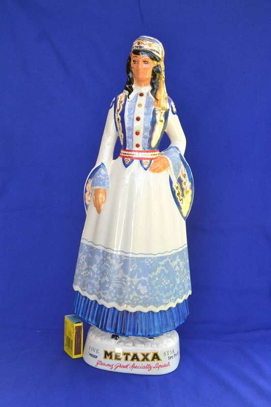True Vintage 1960's Metaxa Coronetti Cunardo Italy - Greek Lady Porcelain Decanter