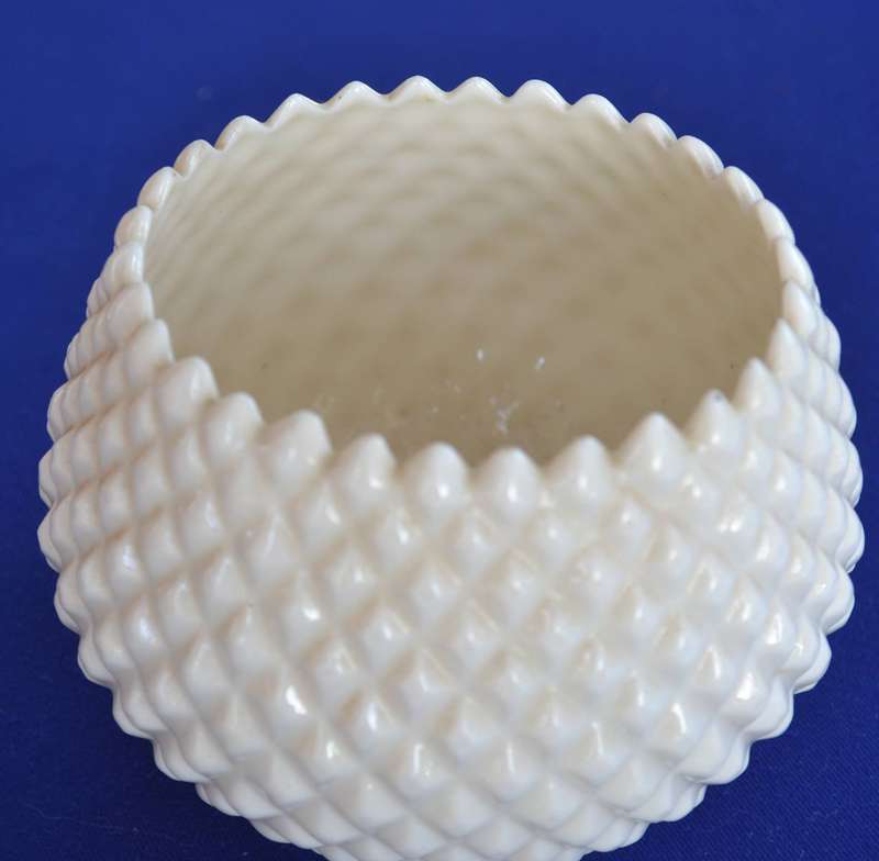 Vintage Belleek Diamond Pattern Rose Bowl Vase