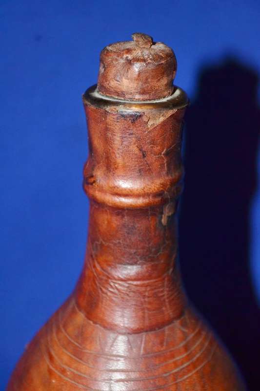 True Vintage Leather wrapped Glass Bottle