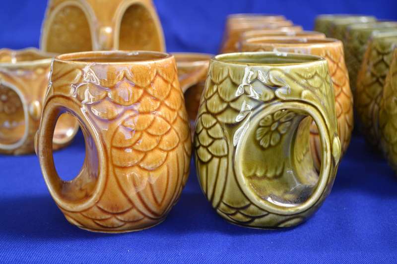 Retro "Owl" Design Coffee Set 15 Pieces - Japan c1970's