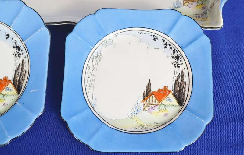 Shelley Bone China Sandwich Platter and Two Plates - Vintage c1920 - 1930