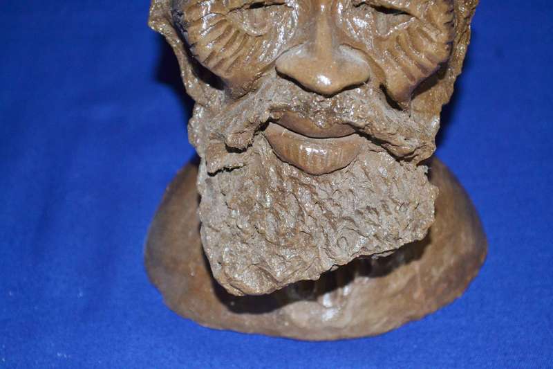 Vintage Sculpted Clay Bust - African Man - Signed