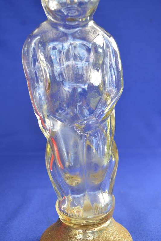 True Vintage Musical Decanters - Thirst Extinguisher and  Clear glass Figural Decanter
