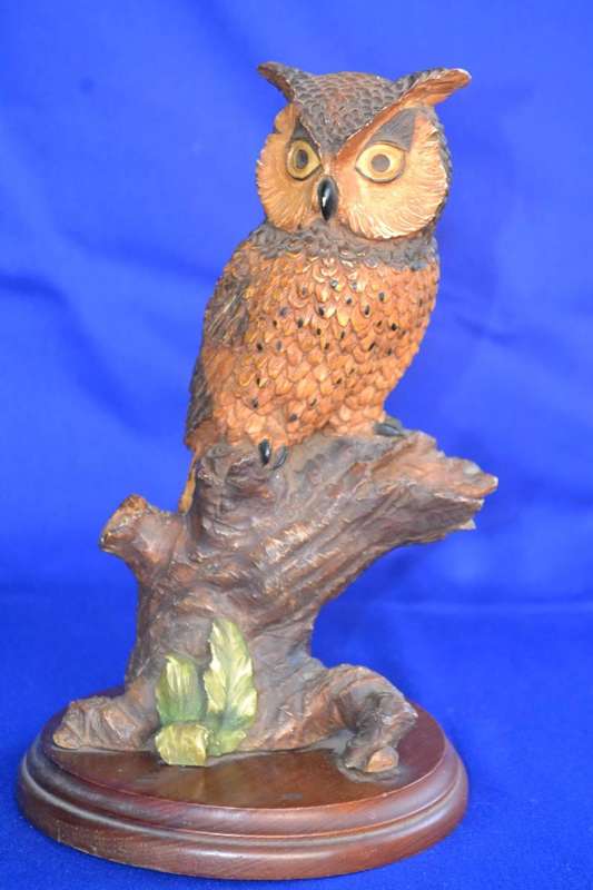 Beautifully Detailed Owl Model on Wooden Base