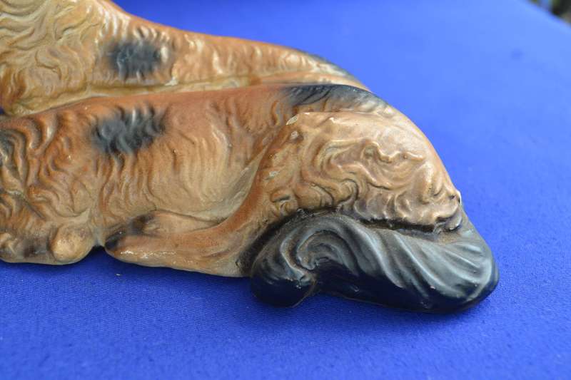 Vintage Art Deco Chalkware / Plaster Borzoi Dogs c1930,s