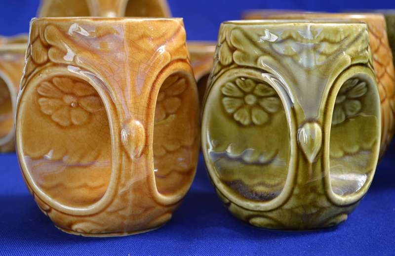 Retro "Owl" Design Coffee Set 15 Pieces - Japan c1970's
