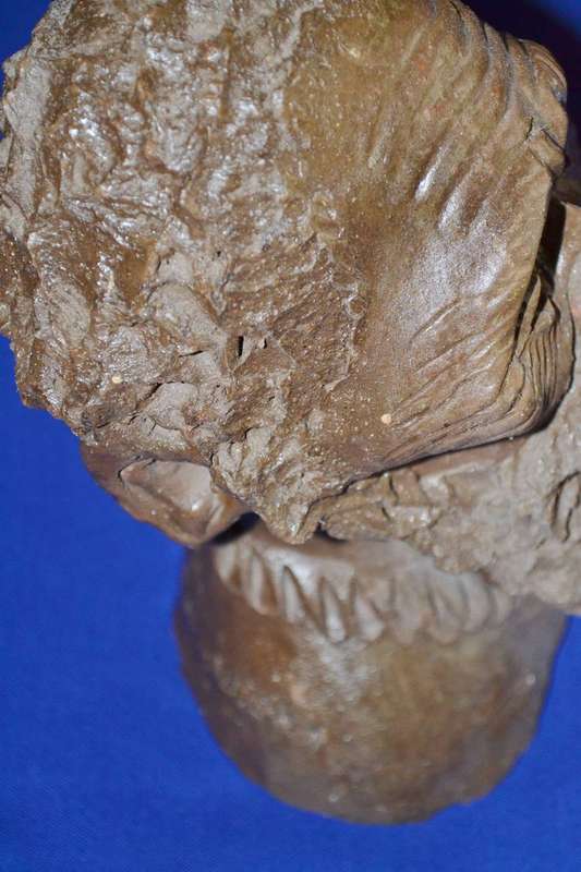 Vintage Sculpted Clay Bust - African Man - Signed