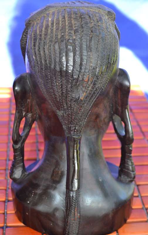 Vintage African Hard Wood Maasai Woman Bust