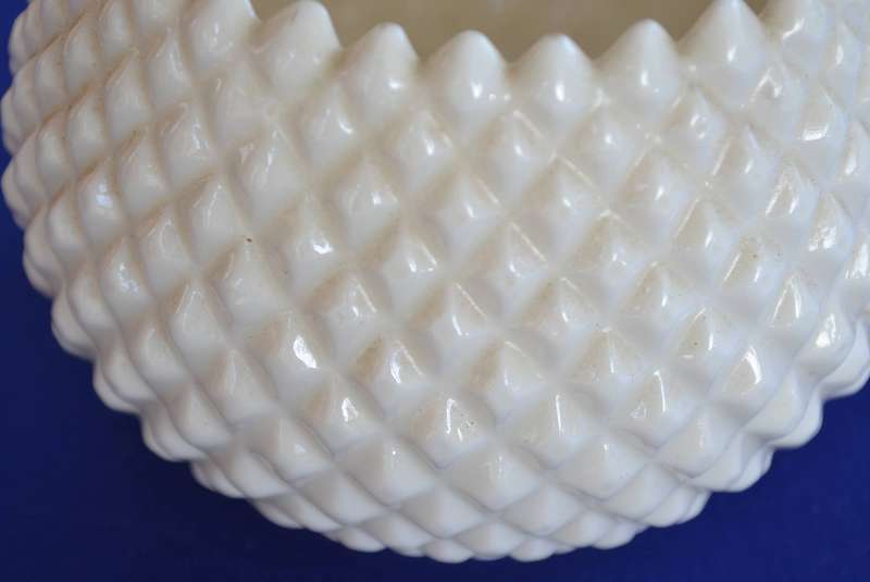 Vintage Belleek Diamond Pattern Rose Bowl Vase