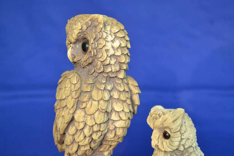 Pair of High Quality Resin Owls