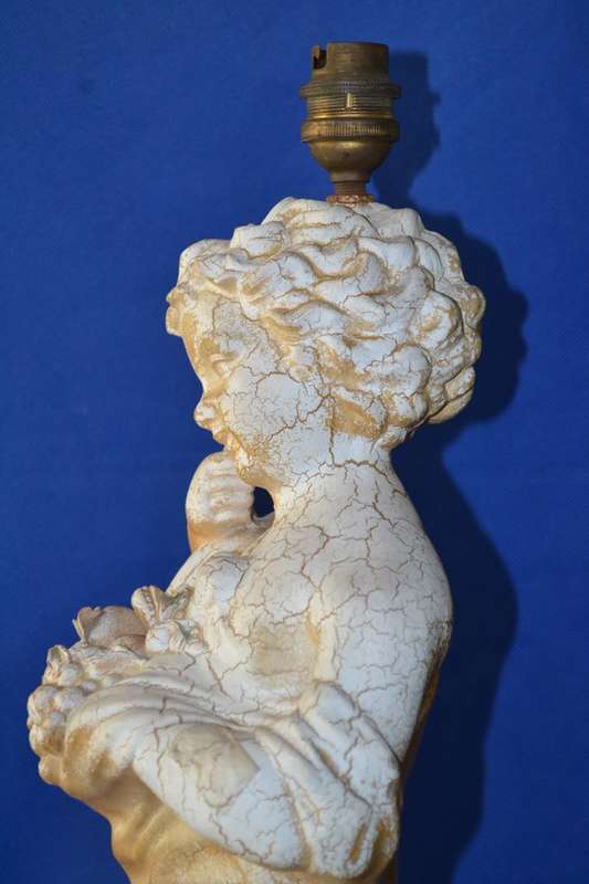 Vintage Alabaster Resin  Cherub Table Lamp  Italy