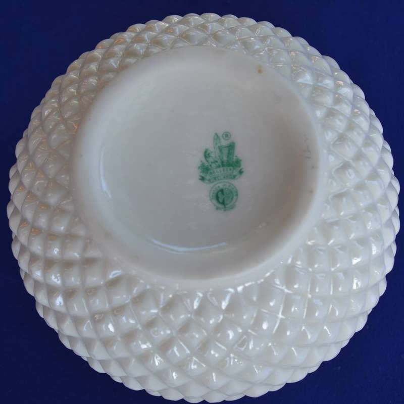 Vintage Belleek Diamond Pattern Rose Bowl Vase