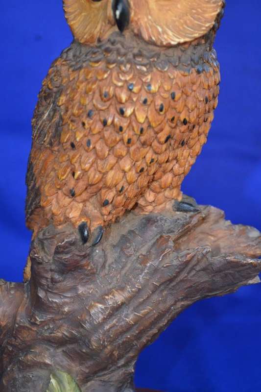 Beautifully Detailed Owl Model on Wooden Base