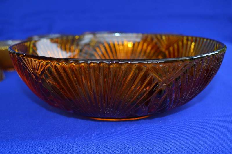 Vintage Luminarc France  Amber Glass 7 Piece Dessert Set