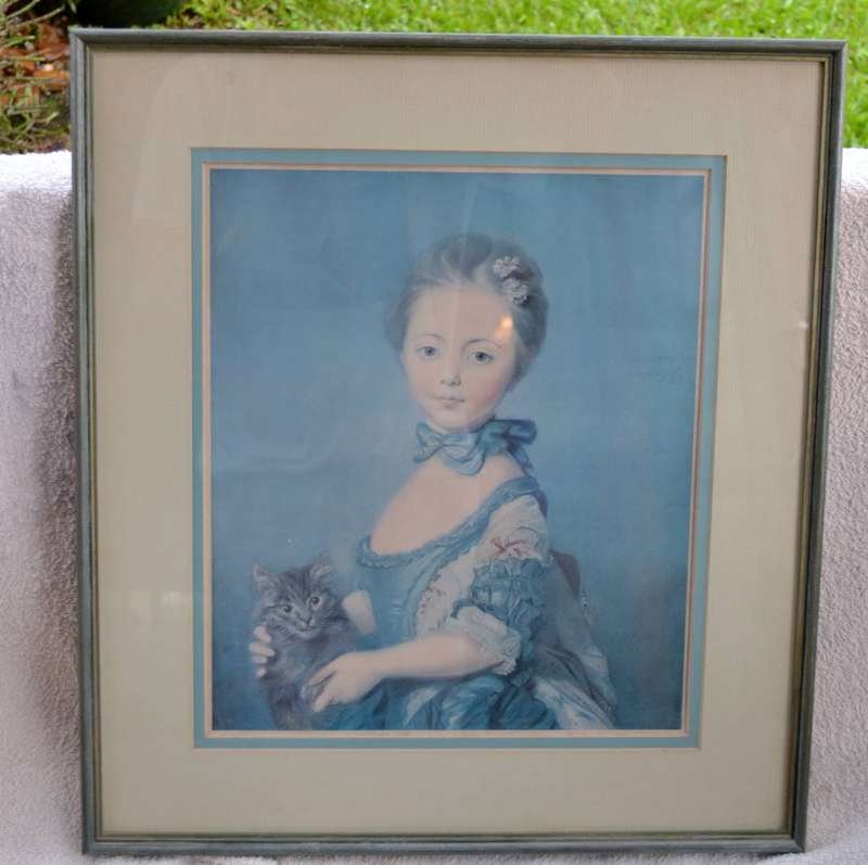 Jean Baptiste Perronneau print - A Girl with a Kitten