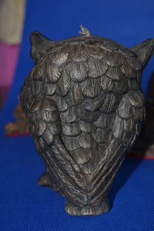 Vintage Sculpted Wax Owl Figure Candles  with Glass Eyes - 4 Pieces