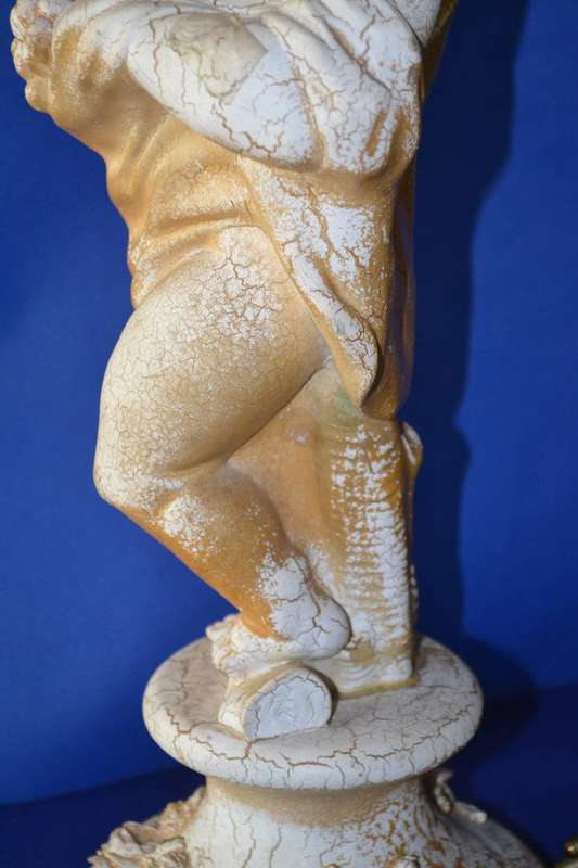 Vintage Alabaster Resin  Cherub Table Lamp  Italy