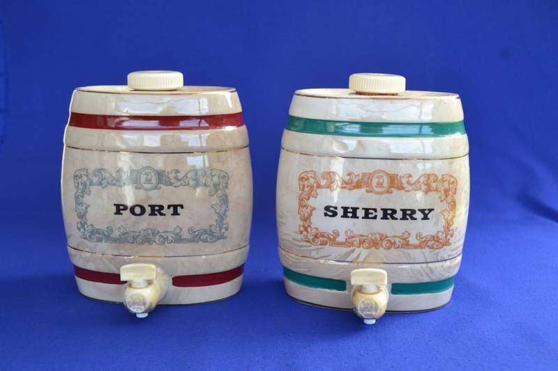 Vintage Wade Royal Victoria Pottery Sherry and Port Barrel decanters