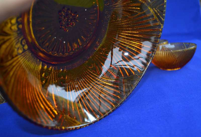 Vintage Luminarc France  Amber Glass 7 Piece Dessert Set
