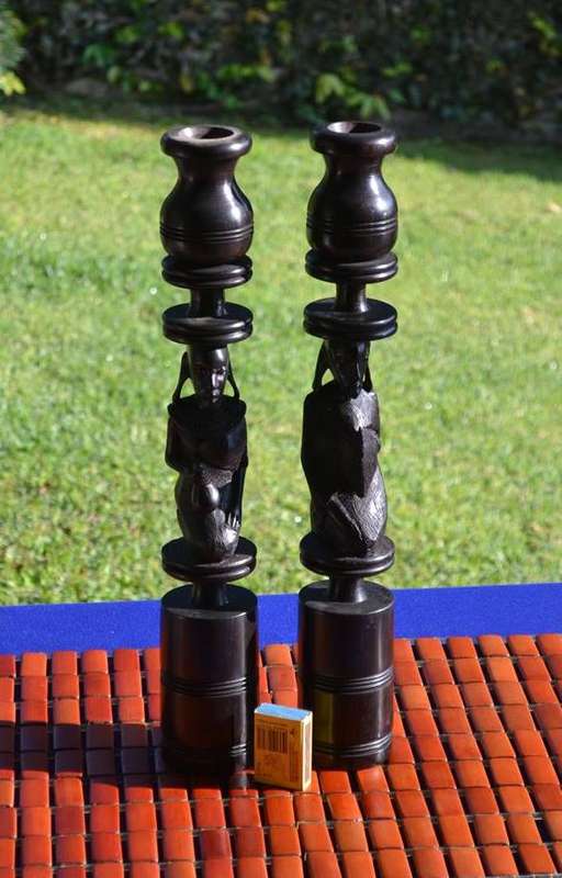 Tanzanian Hard Wood Tribal Woman Large / Heavy Candle Holders