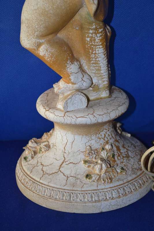 Vintage Alabaster Resin  Cherub Table Lamp  Italy