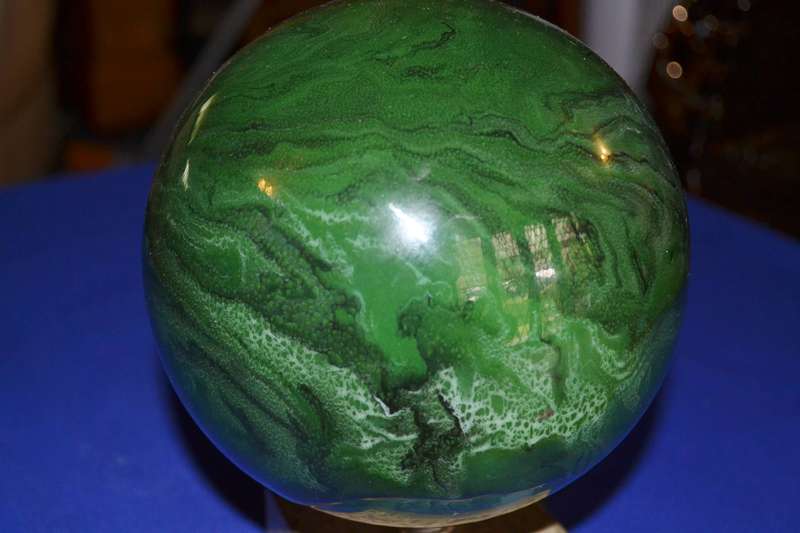 Vintage Green Sphere / Orb on stand
