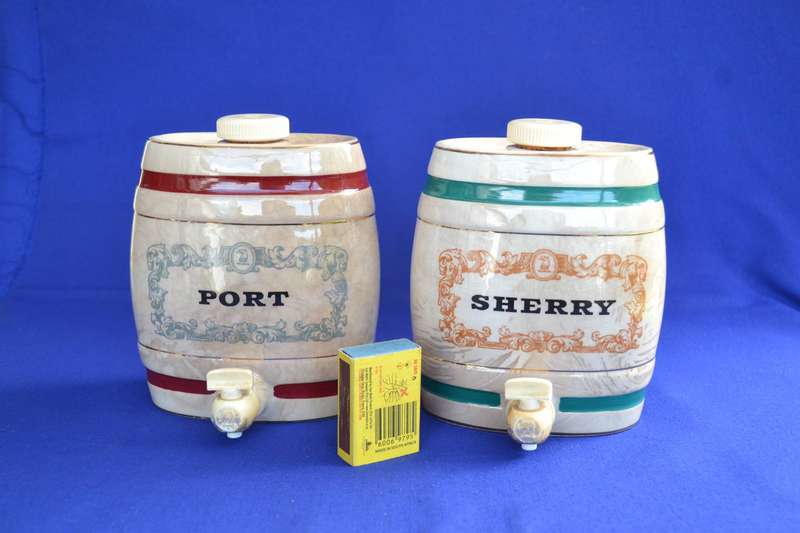Vintage Wade Royal Victoria Pottery Sherry and Port Barrel decanters