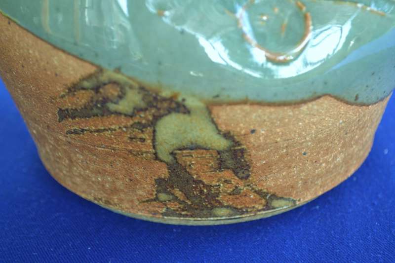 Vintage Art Pottery Drip Glaze Ball Vase - Mid Century