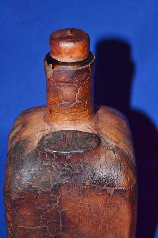 True Vintage Leather wrapped Glass Bottle