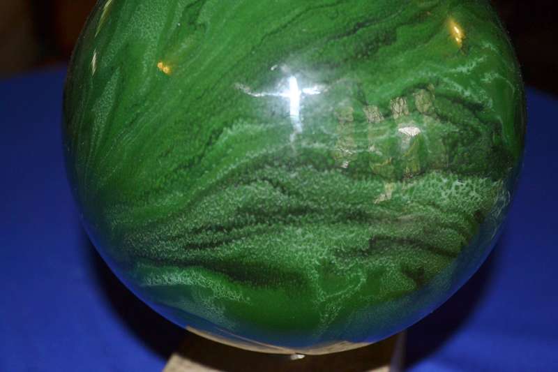 Vintage Green Sphere / Orb on stand