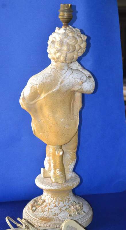Vintage Alabaster Resin  Cherub Table Lamp  Italy