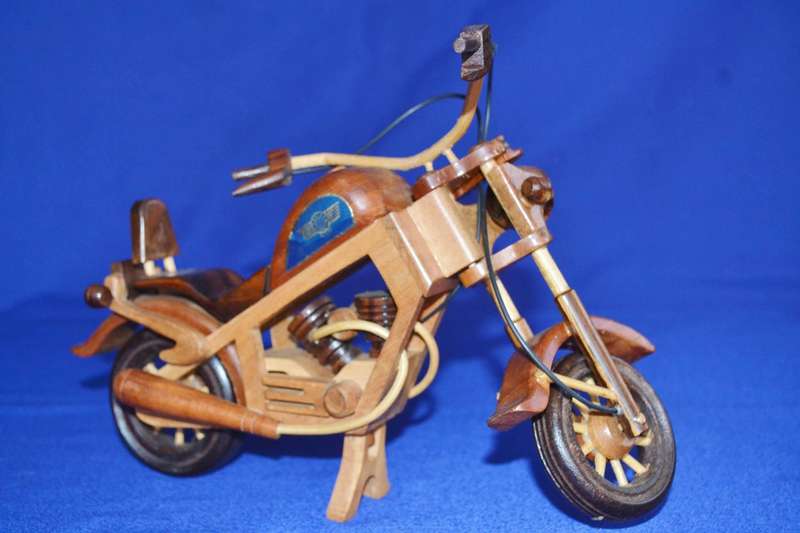 Wooden Model of a Vintage Classic Harley Davidson