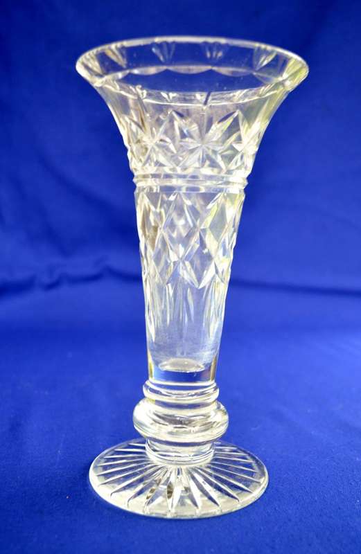 Vintage Cut Crystal Trumpet Vase