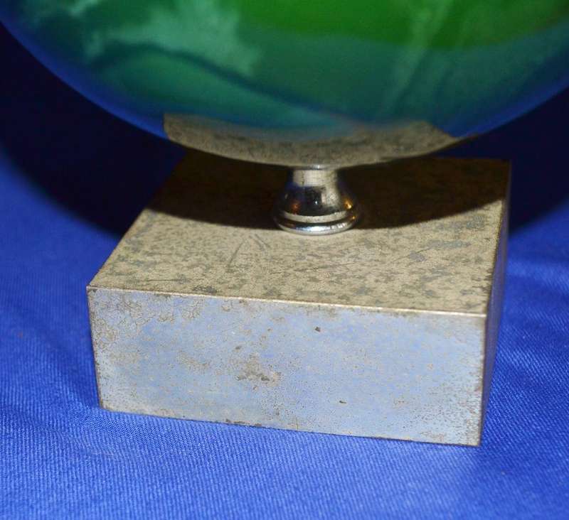 Vintage Green Sphere / Orb on stand