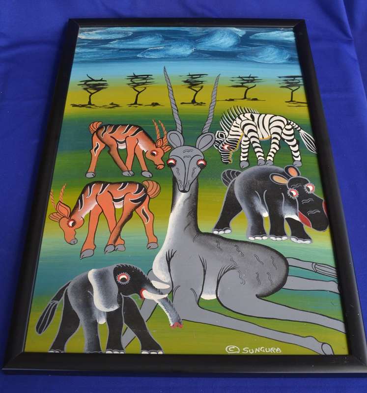 Tingatinga Painting - Original  Signed Sungura