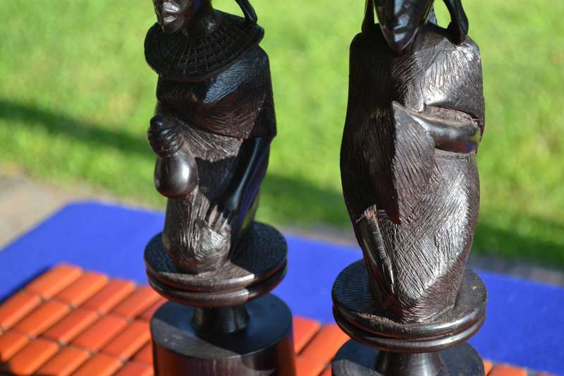 Tanzanian Hard Wood Tribal Woman Large / Heavy Candle Holders
