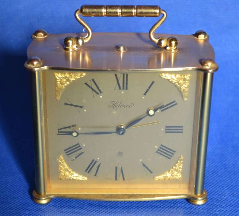 Helweco Vintage Swiss Made Brass Carriage Clock