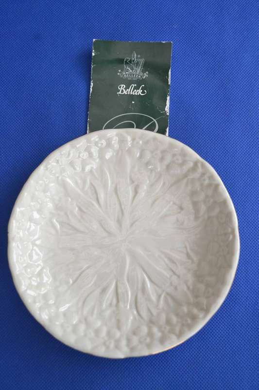 Belleek Ireland- Small White Embossed Pattern Plate