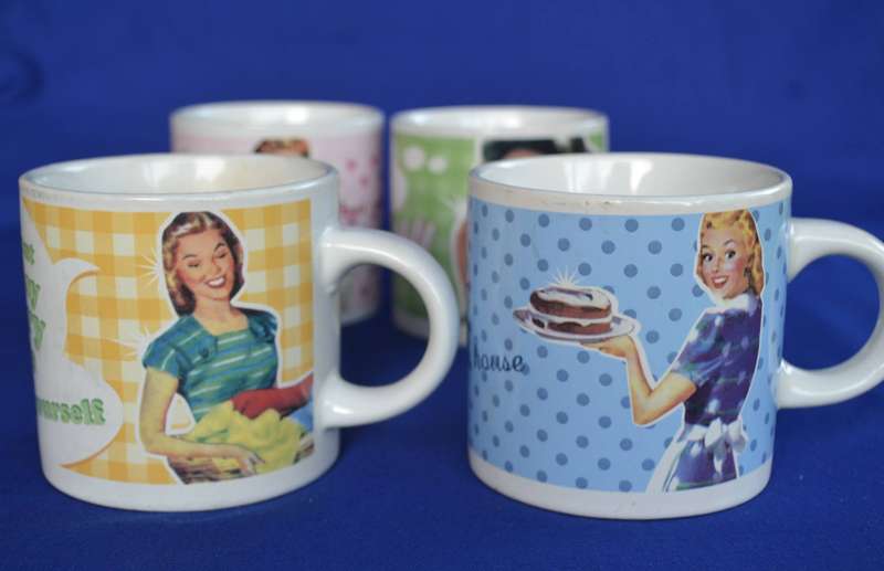 Set of Four 1950's Vintage Style Coffee Mugs