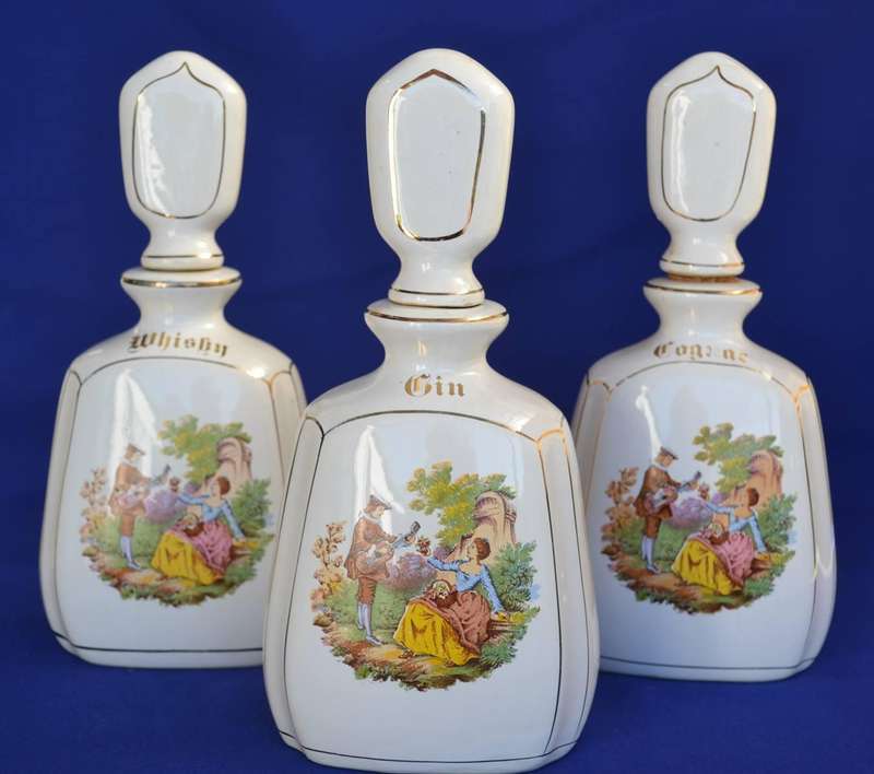Valarte Pottery Portugal - Set of three Ceramic decanters c1970,s