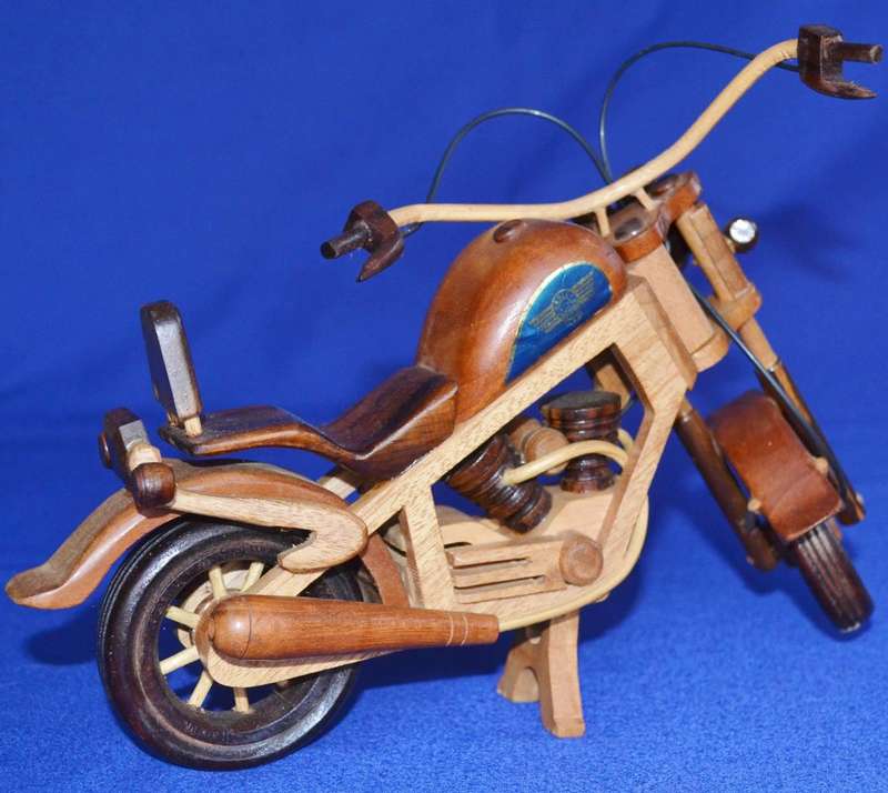 Wooden Model of a Vintage Classic Harley Davidson