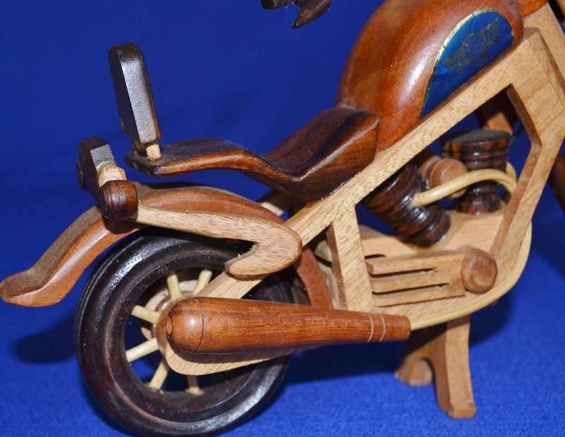 Wooden Model of a Vintage Classic Harley Davidson