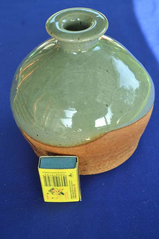 Vintage Art Pottery Drip Glaze Ball Vase - Mid Century